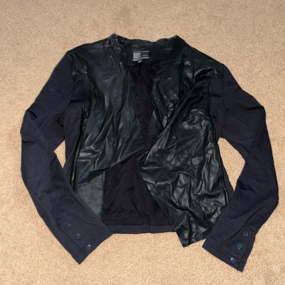 Kut from the Kloth Black Leather Jacket with Edgy Design
